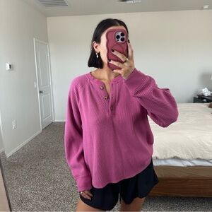 Pink Old Navy waffle Henley